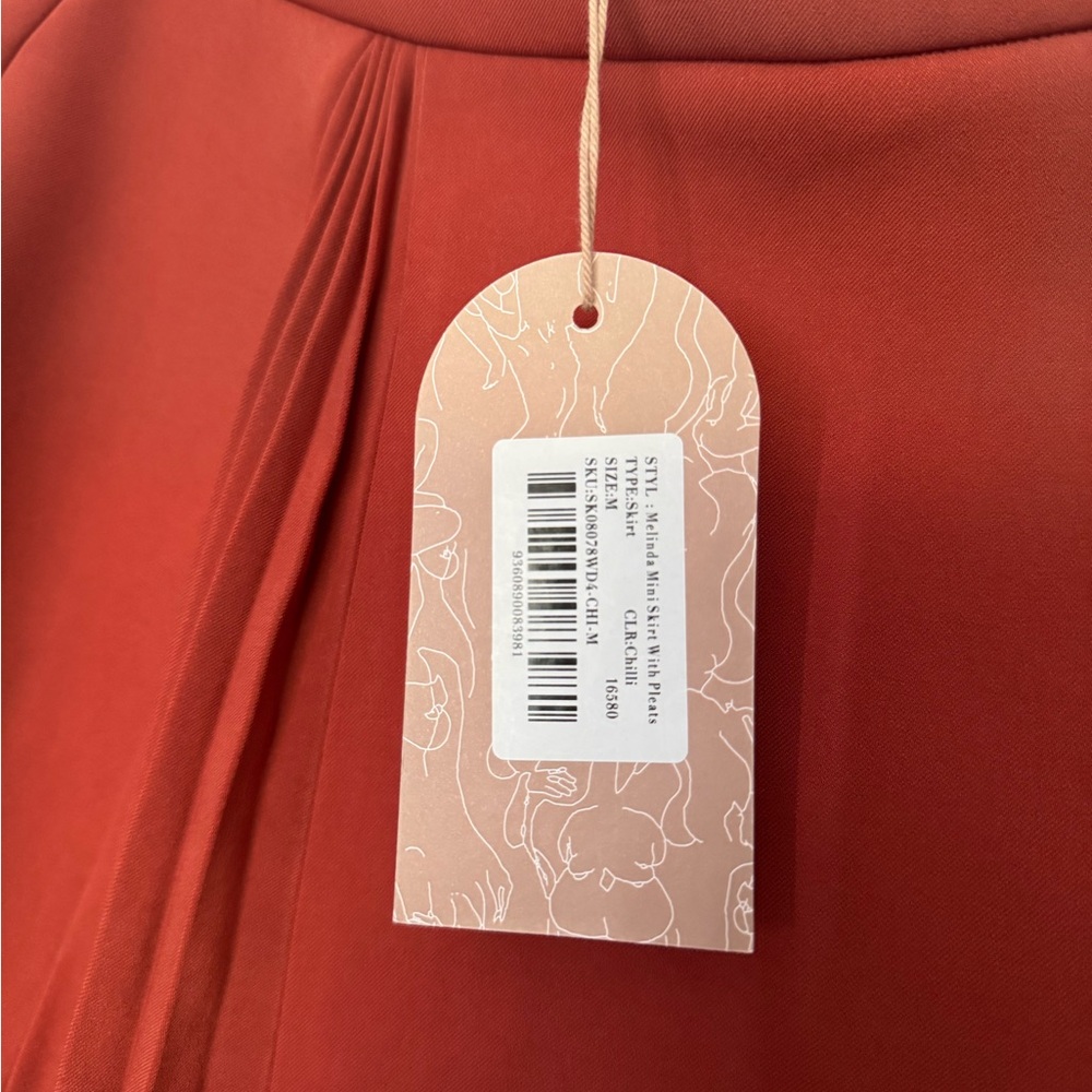 Meshki Rust Red Mini Skirt Melinda Mini Skirt with Pleats in Chilli NWT - Picture 4 of 7